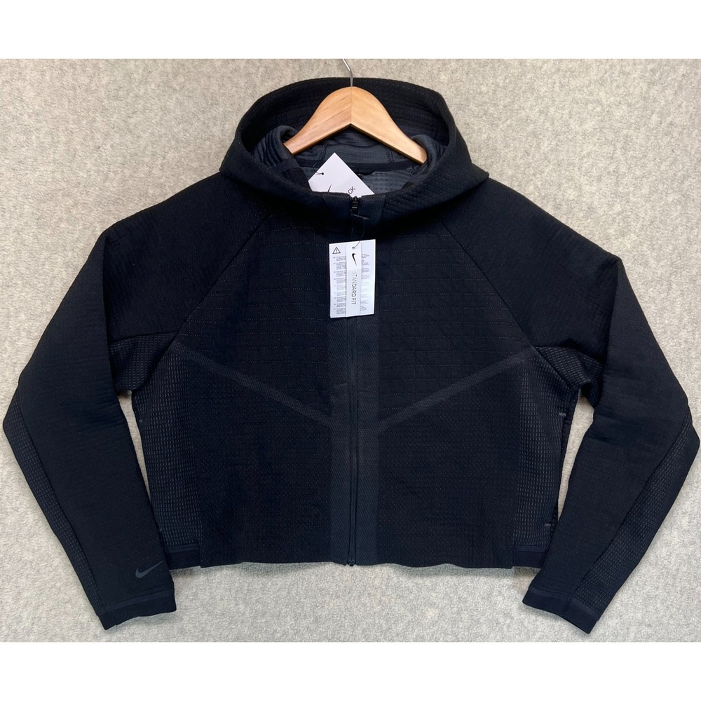 NWT Nike Women NSW Tech Fleece Full-Zip Hoodie Black Cropped Standard Fit S